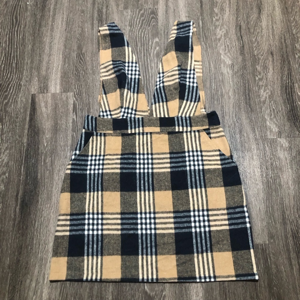 SHEIN Plaid Pinafore Overall Dress with Pockets - Size XL - Dark Academia - Picture 2 of 9